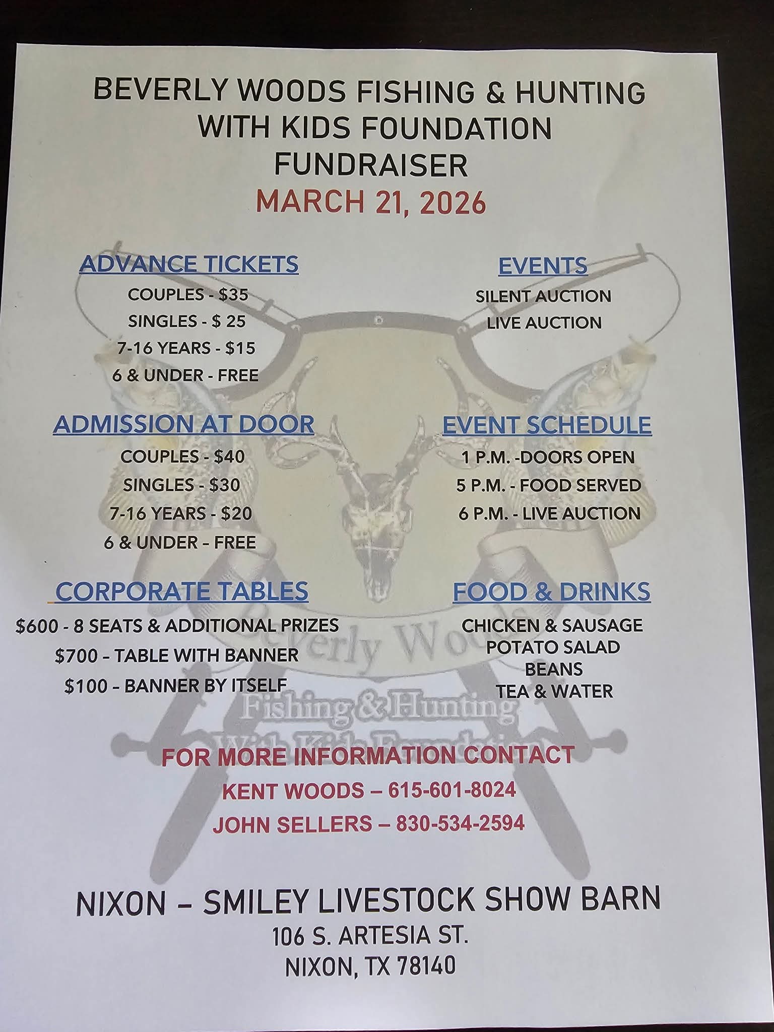 Beverly Woods Foundation Fundraiser Flyer - March 21, 2026